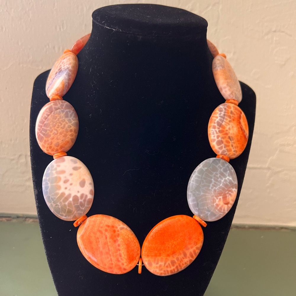 Native American Agate Stone Necklace 18”